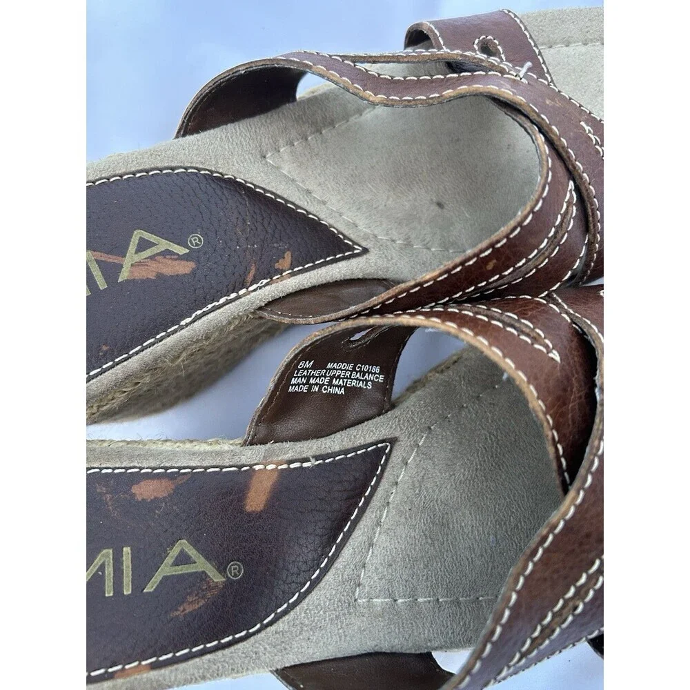 Vtg Y2K 90's MIA Brown Leather Chunky Platform Sandal Slides Size 8M